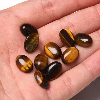 Přívěsek Oválný kámen 8-25 mm | výroba šperků 10 ks - Č.9 Tygří oko , 10 x 14 mm