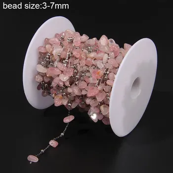 Souprava šperků Ocelový řetízek s minerálními korálky | výroba šperků - Č.38 Rose Quartz , 100CM