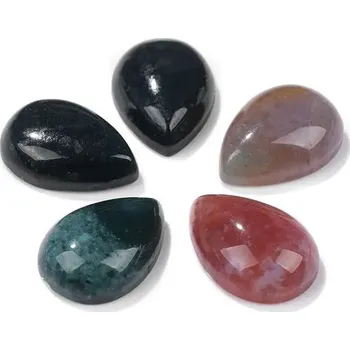 Přírodní kámen Přírodní kabošon tvar vodní kapka | výroba šperků 10 ks - Č.25 Achát indický , 10 x 14 mm