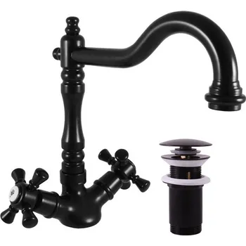 MORAVA RETRO - Umyvadlová baterie s výpustí, Černá - matná MK321.0/8CMAT, RAV Slezák Barva: Černá - matná, Rozměr: 3,8"