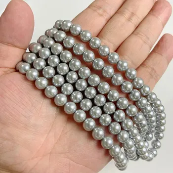 dětská sada na výrobu šperků Perlové korálky na náramky a náhrdelníky | výroba šperků - Č.4 Šedá , 10mm asi 34-37ks