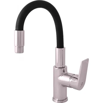 Vodovodní baterie COLORADO - Umyvadlová baterie s flexibilním ramínkem bez výpusti, Chrom/Černá CO119.0/15, RAV Slezák Barva: chrom/černá, Rozměr: 1/2"