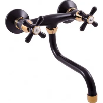 Vodovodní baterie MORAVA RETRO - Umyvadlová/dřezová baterie, Černá matná/Zlatá MK101.5/21CMATZ, RAV Slezák Barva: Černá matná/Zlatá, Rozměr: 150 mm