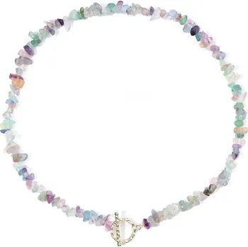 Náhrdelník Dámský choker náhrdelník z přírodních kamenů 45 cm | dámský šperk - Č. 10 Fluorit