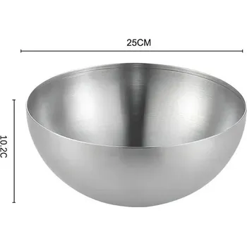 Nerezová miska na salát a polévku 15cm/20cm/25cm | jídelní mísa - Stříbro 25 cm