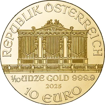 1/10 oz zlatá mince Wiener Philharmoniker 2025 Münze Österreich
