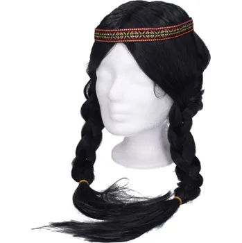 Karnevalová paruka KARNEVAL Paruka indián černá s copánky (karnevalový doplněk)