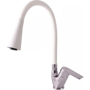 Vodovodní baterie COLORADO - Dřezová baterie s flexibilním ramínkem, Bílá/Chrom CO106.0/13CB, RAV Slezák Barva: bílá/chrom, Rozměr: 3,8"