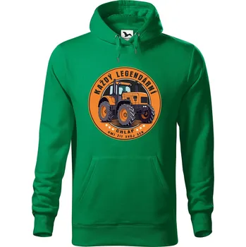 Pánská mikina Pánská mikina s potiskem Legendární chlap traktor Velikost (muž): 2XL, Vyberte barvu: Středně zelená