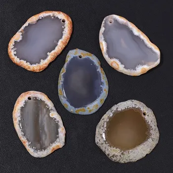 Přívěsek Přírodní achát přívěsek | minerální šperk 1 ks - Šedá