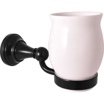 Mýdlenka MORAVA RETRO - Koupelnový doplněk Držák kartáčků keramický, Černá - matná MKA0201CMAT, RAV Slezák