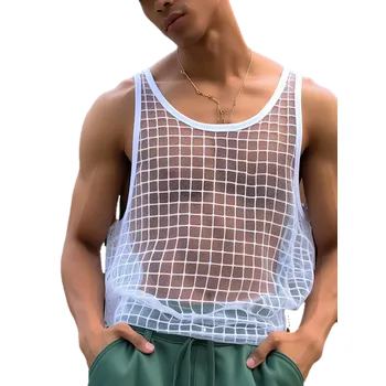 Pánské erotické prádlo Nátělník průsvitný varianty bílá / černá Barva: Černá, Velikost: M