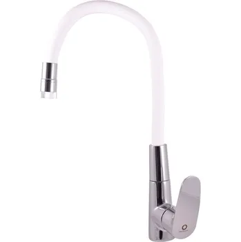 Vodovodní baterie AMUR - Dřezová baterie s flexibilním ramínkem, Chrom/Bílá AM719.0/11B, RAV Slezák Barva: chrom/bílá, Rozměr: 1/2"