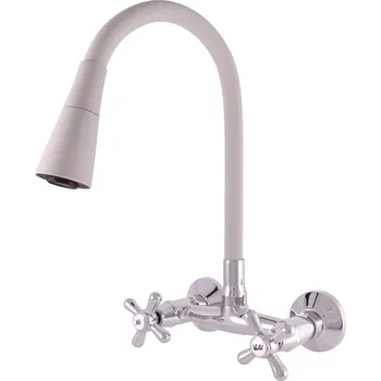 Vodovodní baterie MORAVA RETRO - Umyvadlová/dřezová baterie s flexibilním ramínkem, Chrom/Šedá MK102.5/13S, RAV Slezák Barva: chrom/šedá, Rozměr: 150 mm