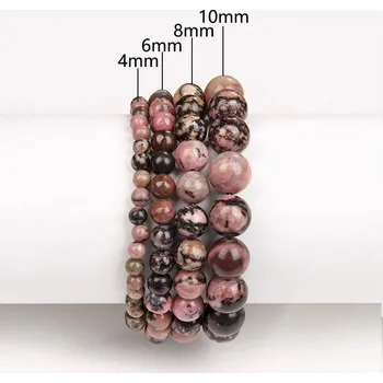 Náramek Korálkový náramek pro muže i ženy | stylové doplňky - 12 Rodonit , 4 mm , 17 cm