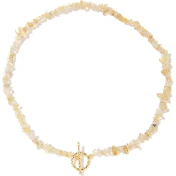 Náhrdelník Dámský choker náhrdelník z přírodních kamenů 45 cm | dámský šperk - Č.4 Citrín