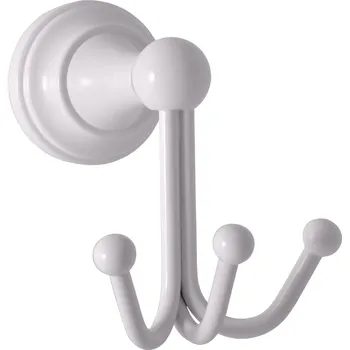 Mýdlenka MORAVA RETRO - Koupelnový doplněk Věšáček trojitý, Bílá - lesklá MKA0105B, RAV Slezák