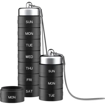 Lékovka Kovový cestovní organizér na léky vodotěsný | krabička na léky, dávkovač prášků - Černý