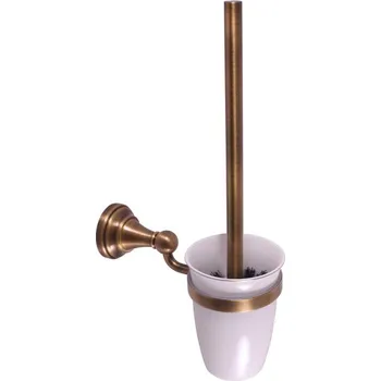 MORAVA RETRO - Koupelnový doplněk WC štětka, miska keramická, Stará mosaz (Bronz) MKA0500SM, RAV Slezák