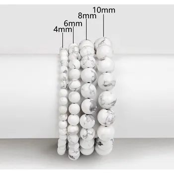 Náramek Korálkový náramek pro muže i ženy | stylové doplňky - 9 Howlit , 10 mm , 19 cm