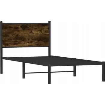 Postel VidaXL Kovový rám postele s čelem, kouřový dub, 75 x 190 cm