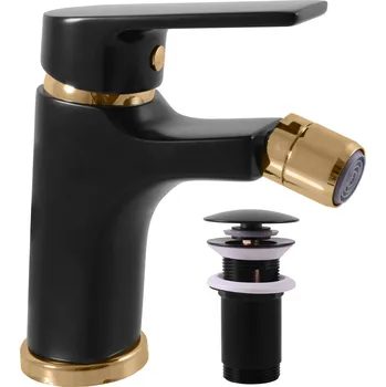 Vodovodní baterie COLORADO - Bidetová baterie s výpustí, Černá matná/Zlatá CO145.0KCMATZ, RAV Slezák Barva: Černá matná/Zlatá, Rozměr: 3,8"