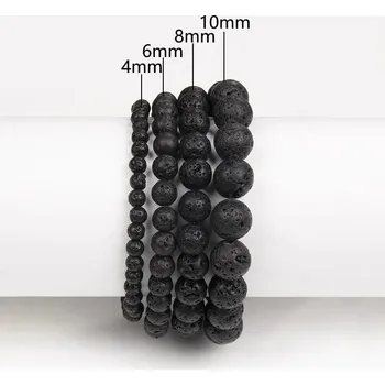 Náramek Korálkový náramek pro muže i ženy | stylové doplňky - 16 Lávový kámen , 8 mm , 21 cm