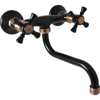 Vodovodní baterie MORAVA RETRO - Umyvadlová/dřezová baterie, Černá matná/Stará mosaz (Bronz) MK301.5/21CMATSM, RAV Slezák Barva: Černá matná/Stará mosaz (Bronz), Rozměr: 100 mm