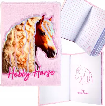 Plyšový deník NOTES zápisník Kůň Koně Hobby Horse 80 stran měkký