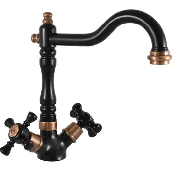 MORAVA RETRO - Dřezová baterie, Černá matná/Stará mosaz (Bronz) MK320.0/8CMATSM, RAV Slezák Barva: Černá matná/Stará mosaz (Bronz), Rozměr: 1/2"