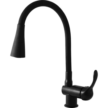 Vodovodní baterie LABE - Umyvadlová/dřezová baterie s flexibilním ramínkem bez výpusti, Černá - matná L008.0/13CMAT, RAV Slezák Barva: Černá - matná, Rozměr: 3,8"