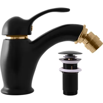 Vodovodní baterie LABE - Bidetová baterie s výpustí, Černá matná/Zlatá L045.0KCMATZ, RAV Slezák Barva: Černá matná/Zlatá, Rozměr: 3,8"