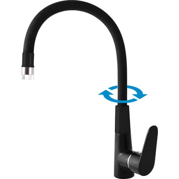 Vodovodní baterie AMUR - Dřezová baterie s flexibilním ramínkem, černá matná/Chrom AM719.0/11CMATC, RAV Slezák Barva: černá matná/chrom, Rozměr: 1/2"