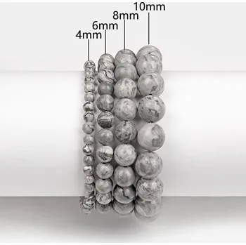 Náramek Korálkový náramek pro muže i ženy | stylové doplňky - 13 Mapový kámen , 4 mm , 21 cm