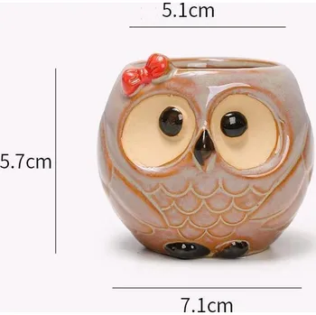 Květináč Keramická sova květináč | mini dekorace - D