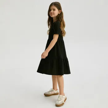 Dívčí šaty Reserved - Bavlněné šaty - černý - 896EG-99X - 896EG-99X-U15