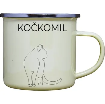 Smaltovaný plecháček s potiskem kočkomil Barva: Žlutá