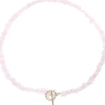 Náhrdelník Boho náhrdelník 45 cm | módní šperk - Č.11 Rose Quartz