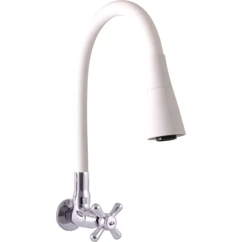 Vodovodní baterie baterie s flexibilním ramínkem na jednu vodu, Bílá/Chrom MK192/13CB, RAV Slezák
