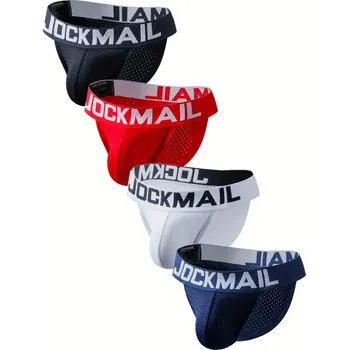 Pánské erotické prádlo Set 4ks - JOCKMAIL slipy černá / červená / modrá / bílá Velikost: XXL
