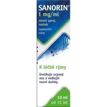 Lék na kašel, rýmu a nachlazení Sanorin 1 mg/ml—nosní sprej, roztok 10 ml