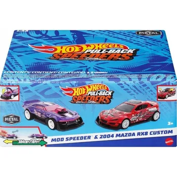 autíčko HOT WHEELS PULL-BACK SPEEDERS sada 2 aut MOD SPEEDER & 2004 MAZDA RX8