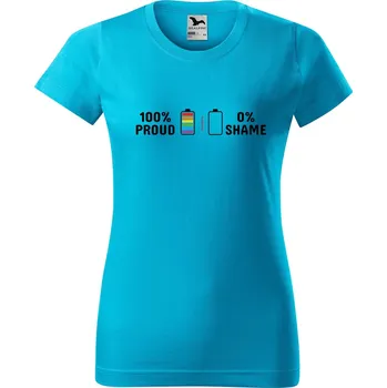 Dámské tričko Dámské tričko s potiskem 100% proud Barva trička: Tyrkysová - 44, Velikost: 2XL