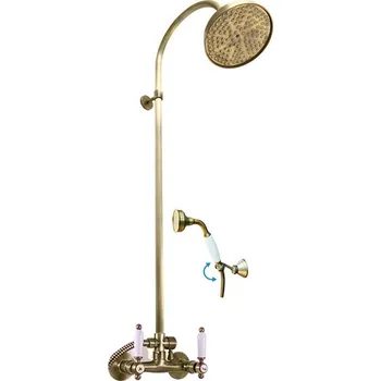 Sprchový set MORAVA RETRO - Sprchový systém s vodovodní baterií, Stará mosaz (Bronz) MK581.5/3SM, RAV Slezák Barva: Stará mosaz (Bronz), Rozměr: 150 mm