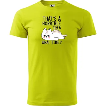Pánské oblečení Pánské tričko s potiskem What time Velikost: XS, Barva trička: Limetková