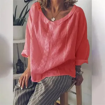 Dámská halenka Jednobarevná volná halenka Barva: Růžová, Velikost: L