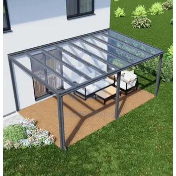 Pergola Pergola hliníková, čirý dutinkový polykarbonát 16 mm, CRSklo 4000 x 6000 mm, RAL 8017, balení 1 ks