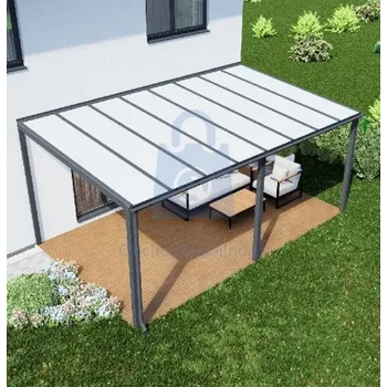 Pergola Pergola hliníková, mléčný plný polykarbonát 6 mm, CRSklo 3000 x 3000 mm, RAL 9003, balení 1 ks