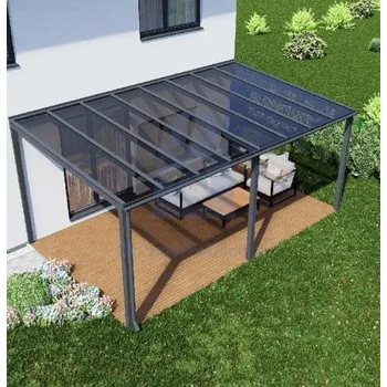 Pergola Pergola hliníková, kouřový plný polykarbonát 6 mm, CRSklo 3000 x 3000 mm, RAL 8017, balení 1 ks