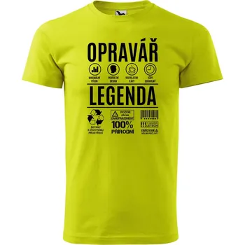 Pánské oblečení Pánské tričko s potiskem Opravář legenda Velikost: S, Barva trička: Limetková